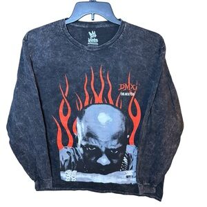 Legends Apparel DMX "The Next 50" Face Flames Acid Wash Graphic Long Sleeve- M